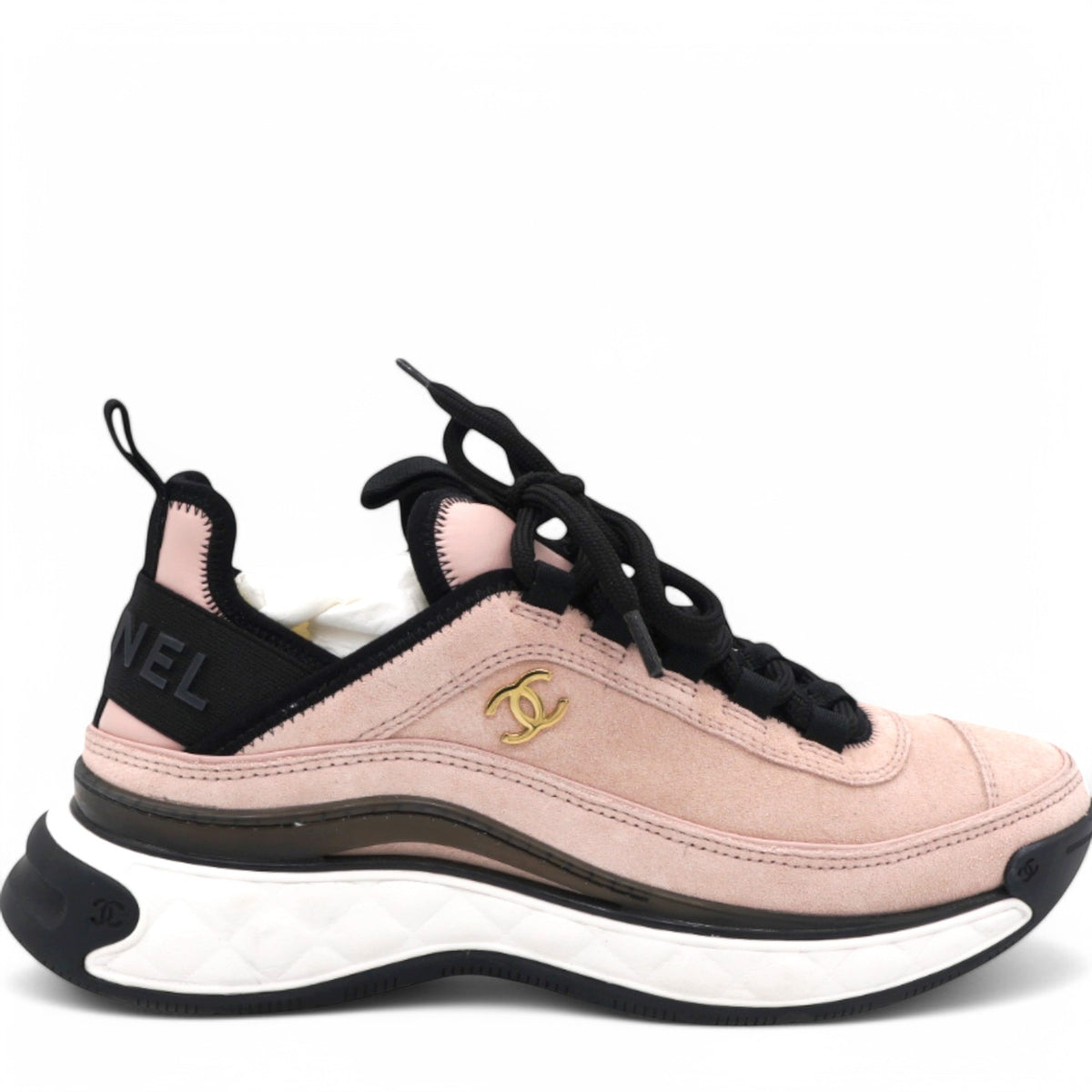 Suede Nylon Grosgrain CC Sneakers Light Pink