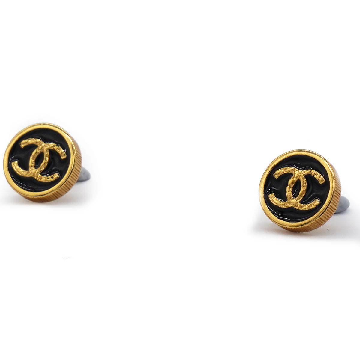 CHANEL Black Enamel Gold CC Earrings – STYLISHTOP