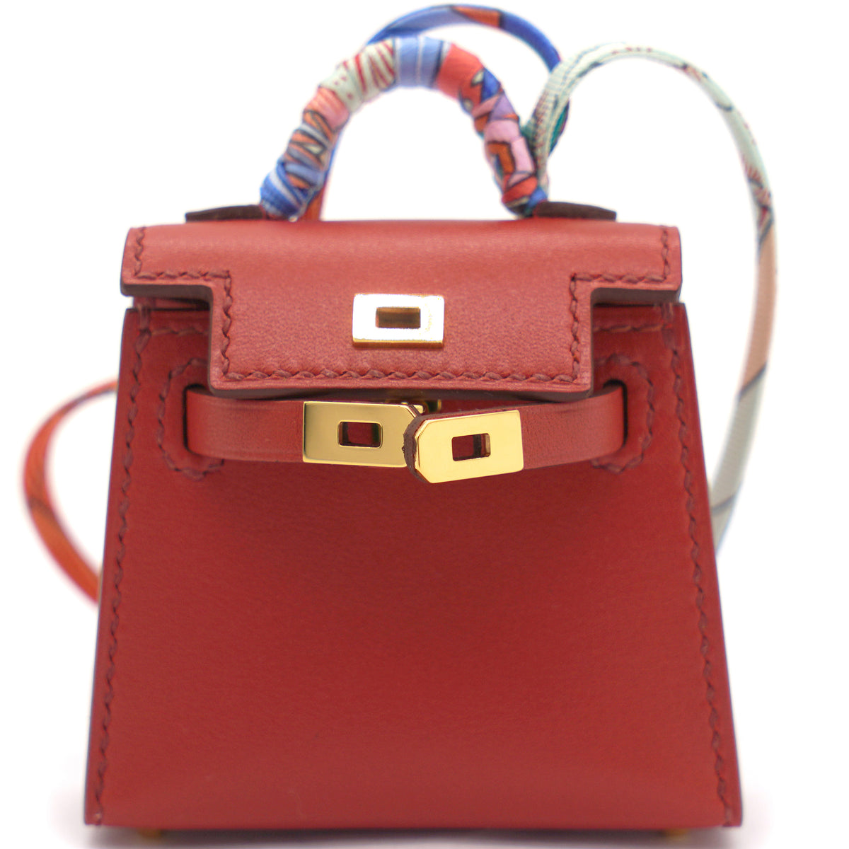 HERMES '20 Micro Kelly Twilly Tadelakt Leather Red / Rouge