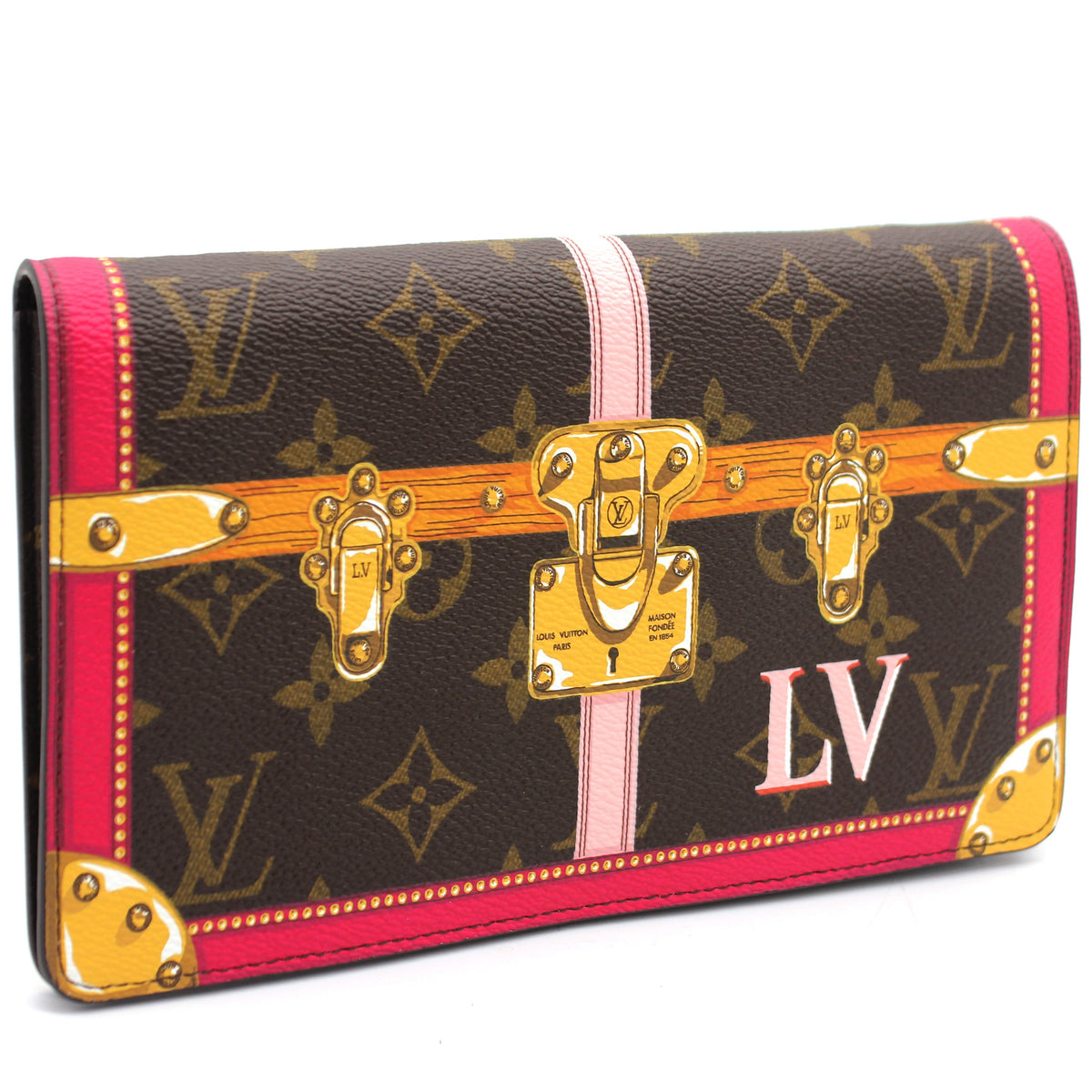 Louis Vuitton Monogram Summer Trunks Pochette N60108 Pink Cloth