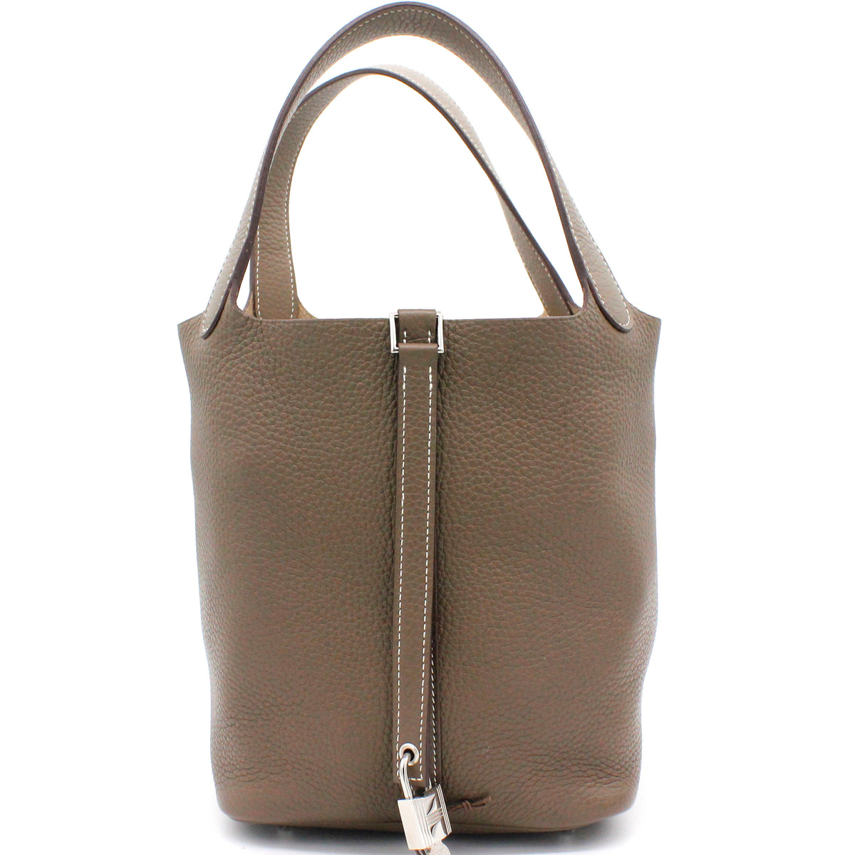 Hermes Picotin Lock bag MM Etoupe grey Clemence leather Gold