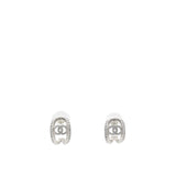 CC Crystal Silver Tone Huggie Earrings