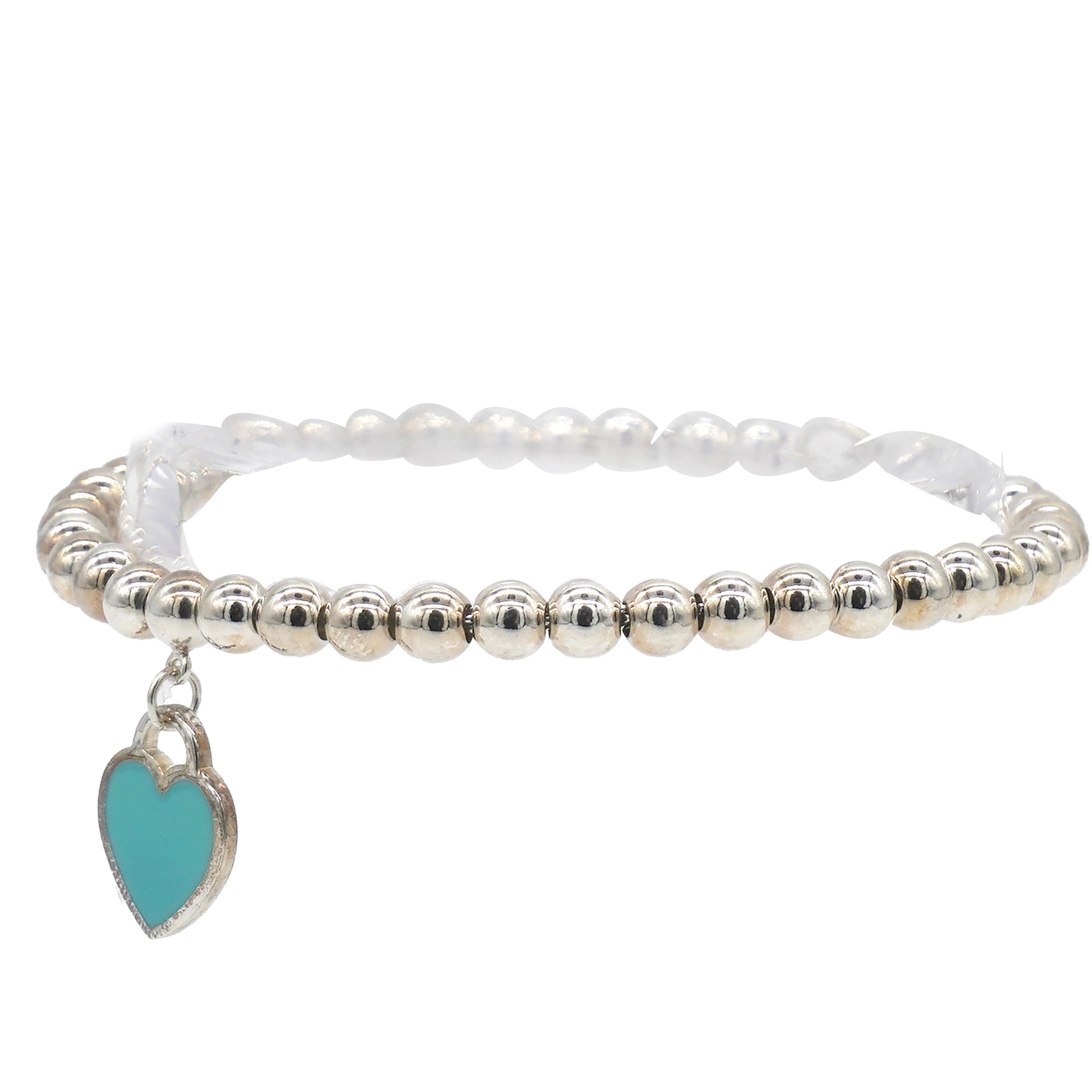 Return To Tiffany Blue Heart Tag Bead Bracelet In Silver