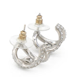 CC Crystal Silver Tone Huggie Earrings