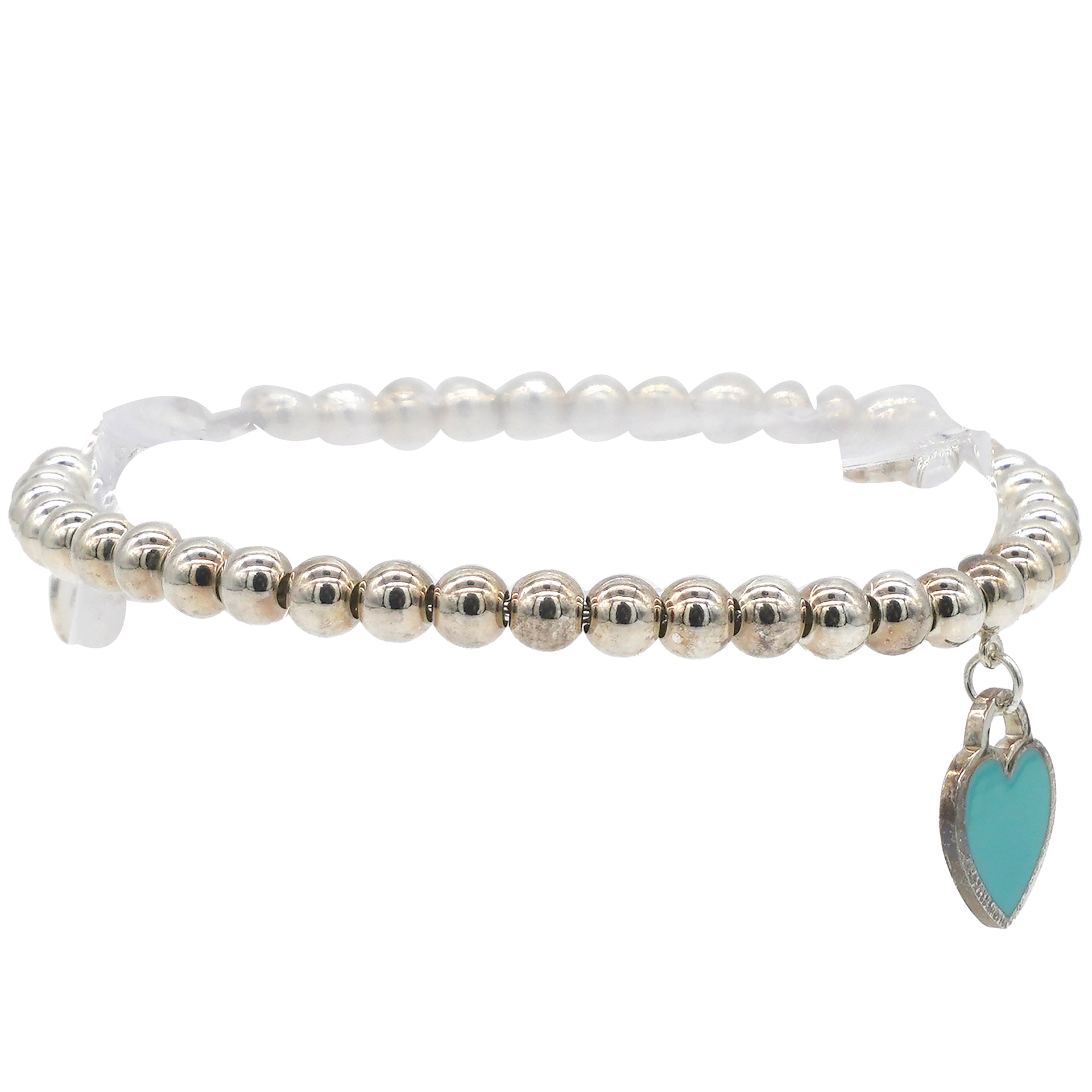 Return To Tiffany Blue Heart Tag Bead Bracelet In Silver