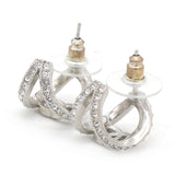 CC Crystal Silver Tone Huggie Earrings