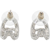 CC Crystal Silver Tone Huggie Earrings