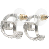 CC Crystal Silver Tone Huggie Earrings