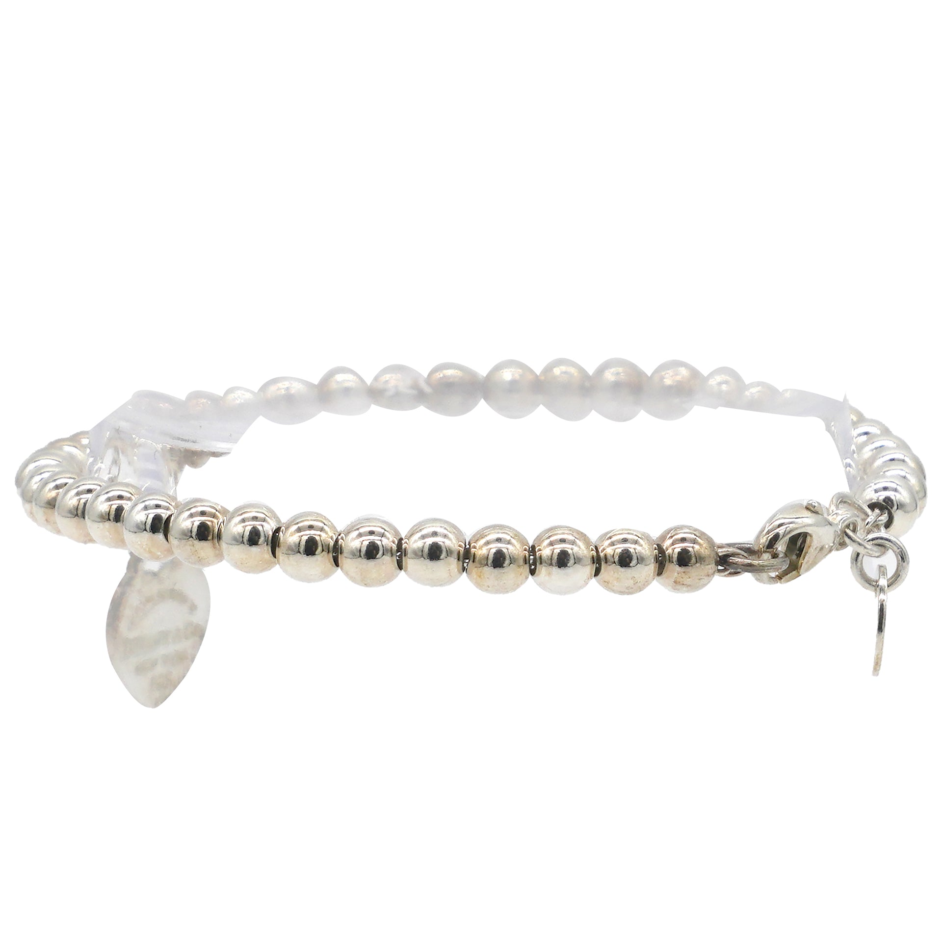 Return To Tiffany Blue Heart Tag Bead Bracelet In Silver