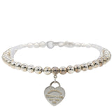 Return To Tiffany Blue Heart Tag Bead Bracelet In Silver