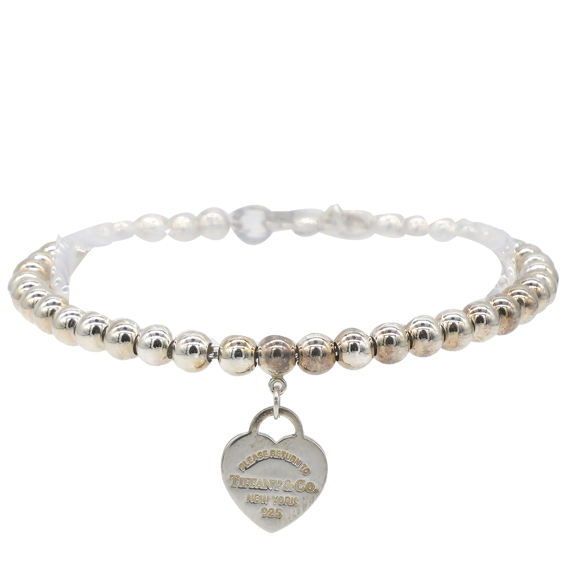 Return To Tiffany Blue Heart Tag Bead Bracelet In Silver