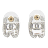 CC Crystal Silver Tone Huggie Earrings