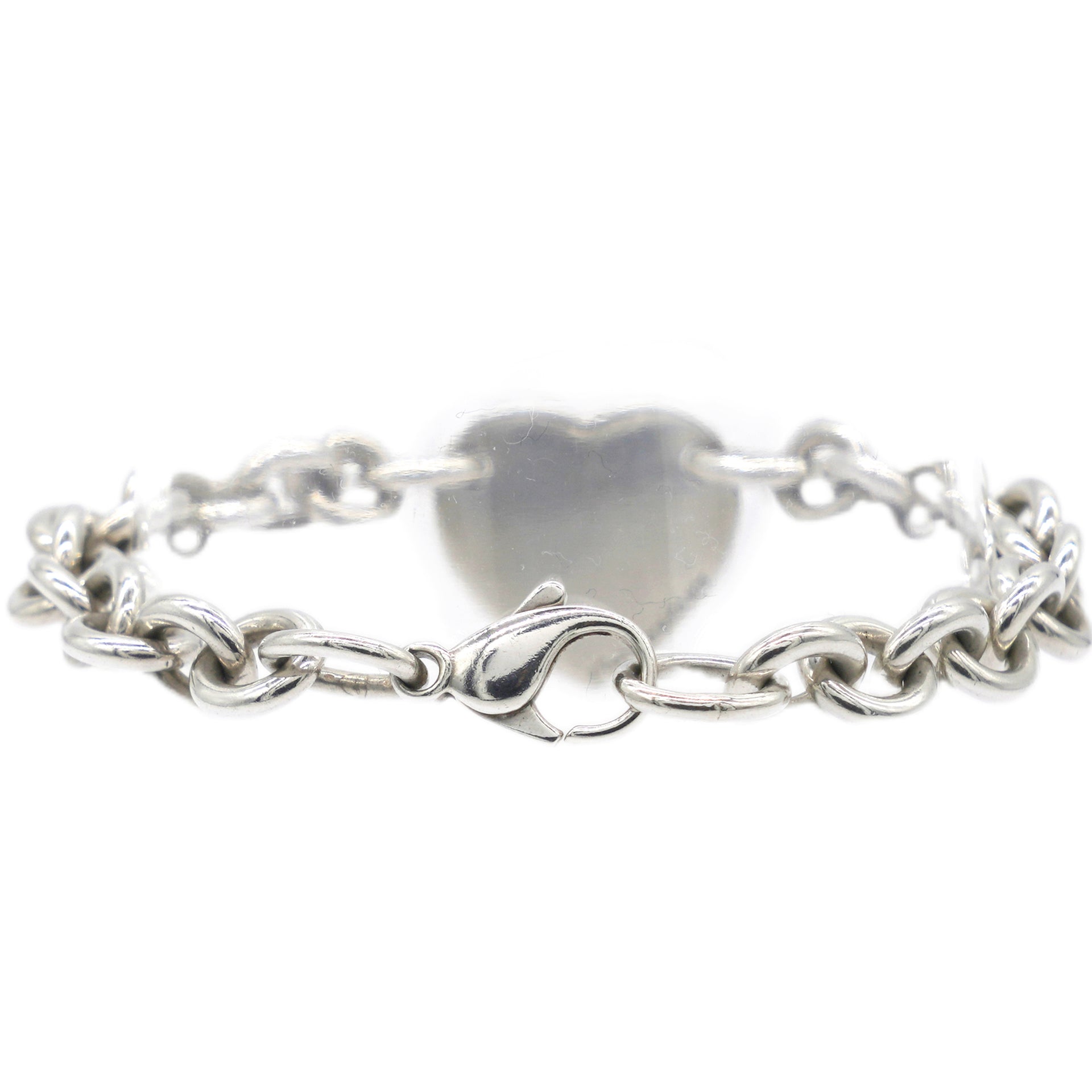 Sterling Silver Heart Tag Charm Bracelet