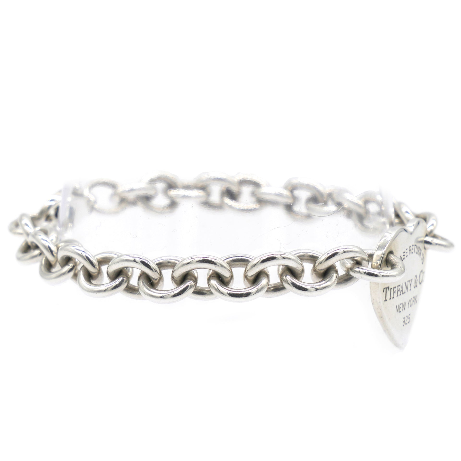 Sterling Silver Heart Tag Charm Bracelet