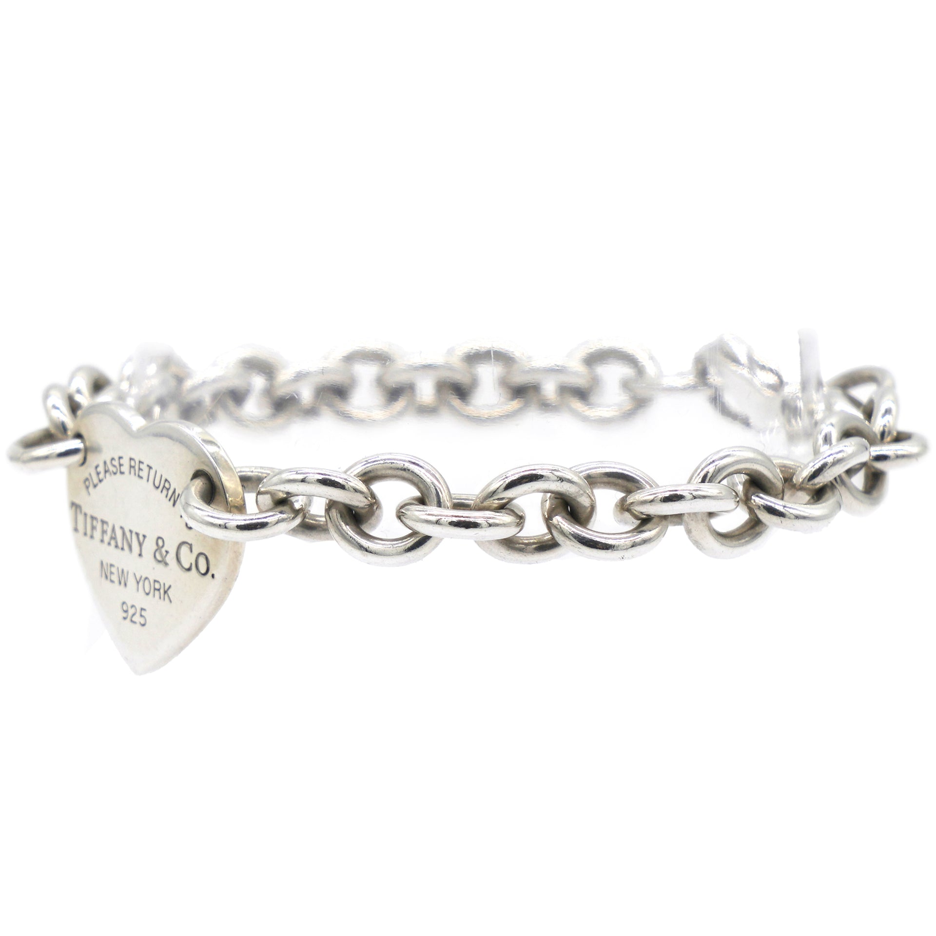 Sterling Silver Heart Tag Charm Bracelet