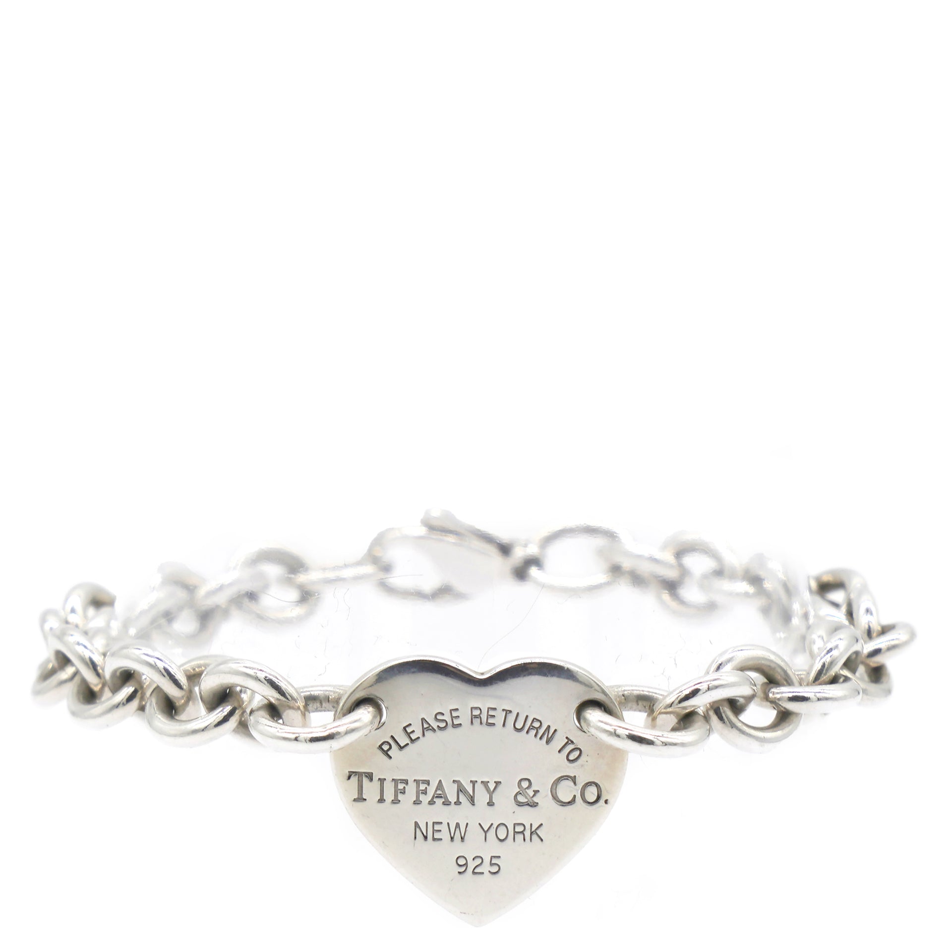 Sterling Silver Heart Tag Charm Bracelet