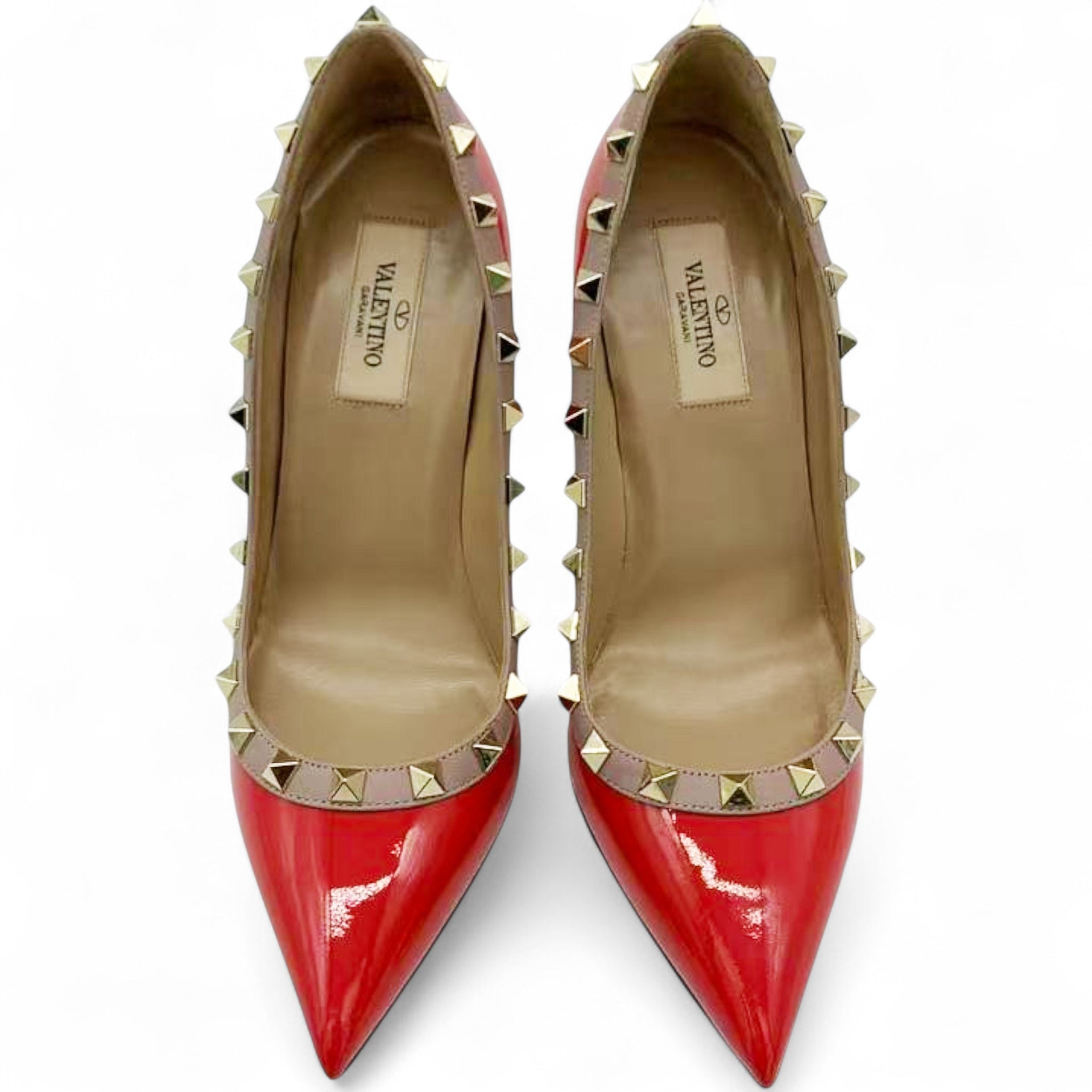 Red Patent Leather Rockstud Pumps Size36.5