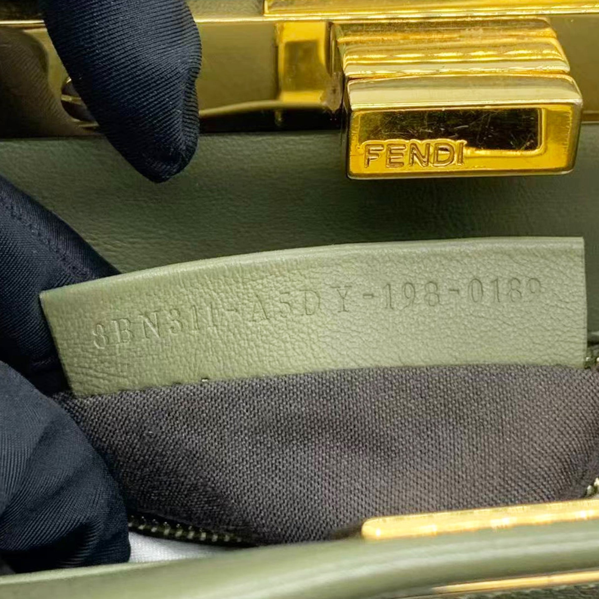 Mini Peekaboo Utility Bag in Green Leather Olive Green