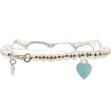 Return To Tiffany Blue Heart Tag Bead Bracelet In Silver