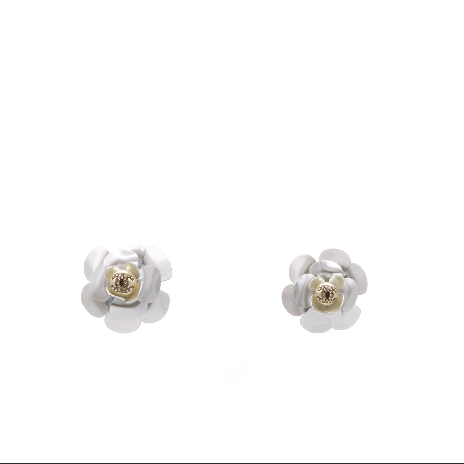 23 White Camellia Flower Stud Earrings 