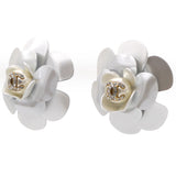 23 White Camellia Flower Stud Earrings 