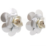 23 White Camellia Flower Stud Earrings 