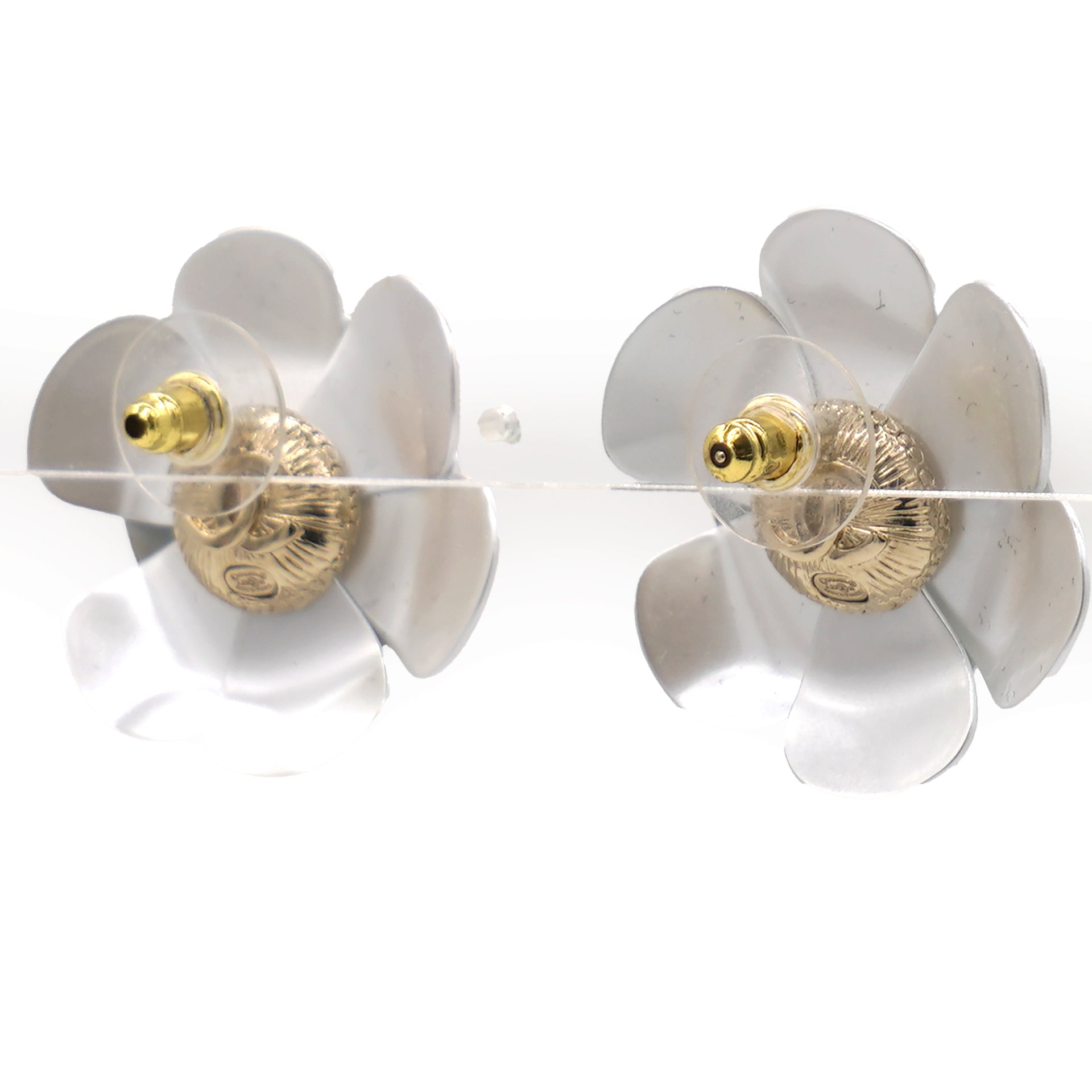 23 White Camellia Flower Stud Earrings 