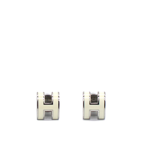Lacquered Pop H Earrings White Palladium