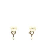 Pearl Gold Tribales Earrings with Round Mirror Details