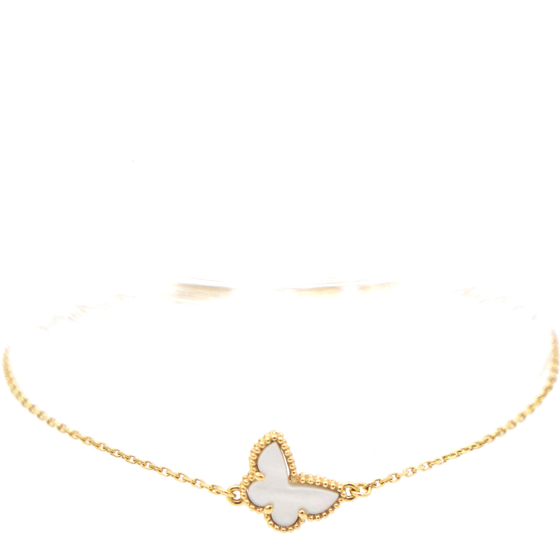 18K Yellow Gold Mother of Pearl Sweet Alhambra Butterfly Bracelet