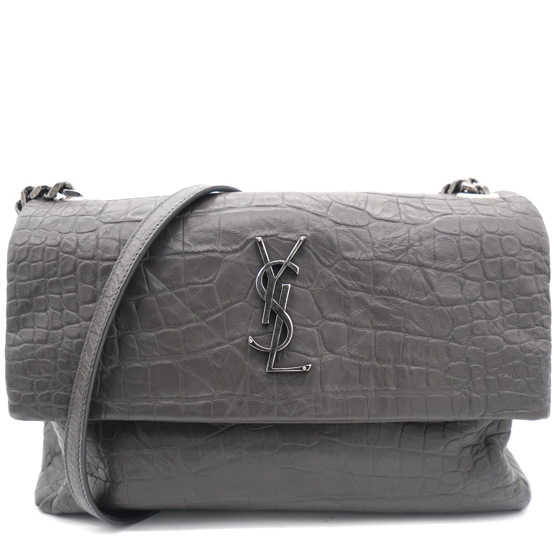 Saint Laurent Croc Embossed Calfskin West Hollywood Flap Bag (SHF-1906 –  LuxeDH