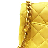 Lambskin Quilted Mini Jewellery Chain Strap Square Flap Yellow