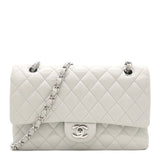 Chanel Burgundy Quilted Caviar Medium Double Flap Bag Silver