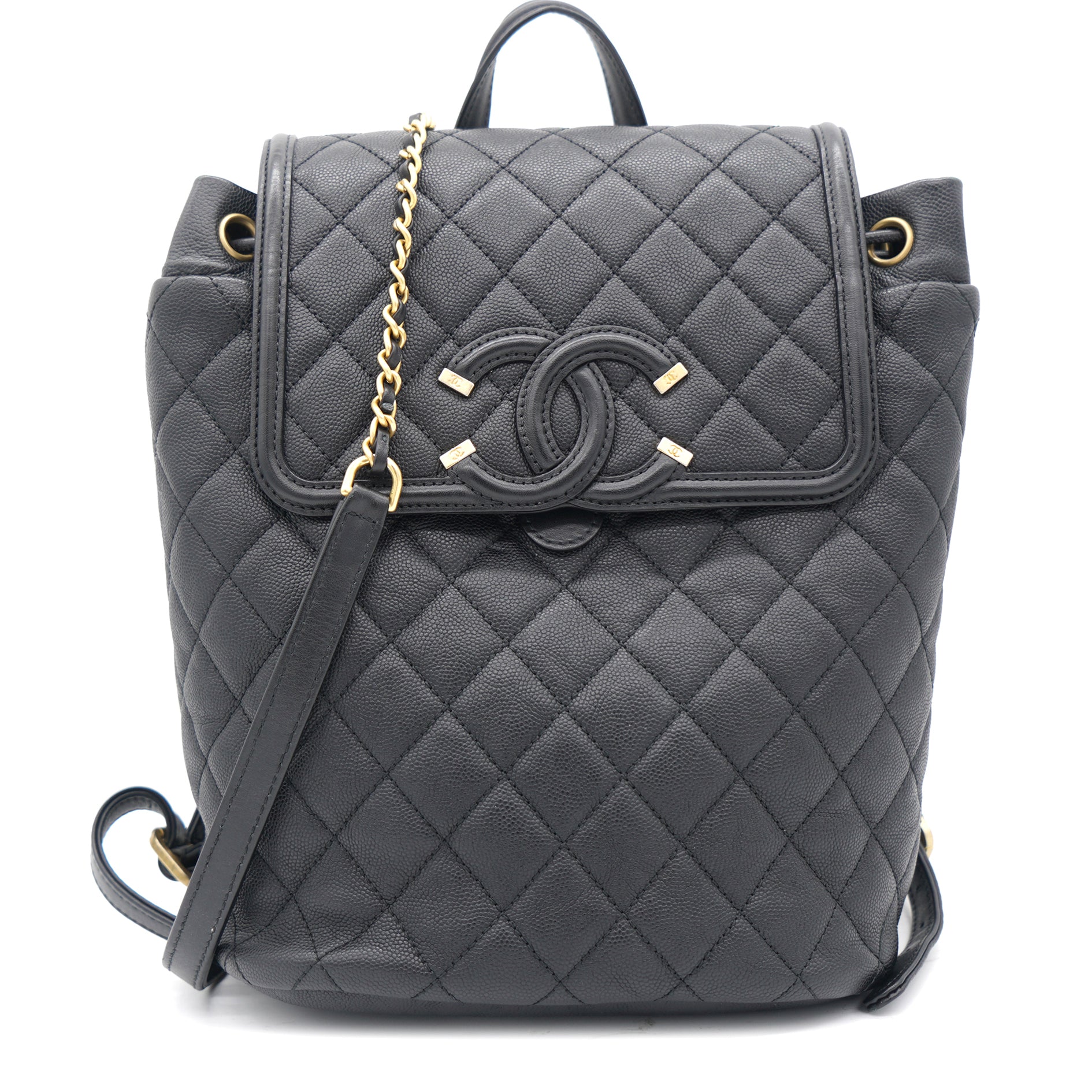 Chanel Black Quilted Caviar Leather Filigree Backpack Bag – STYLISHTOP