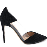 Ruched Leather and PVC Black Pumps 36.5