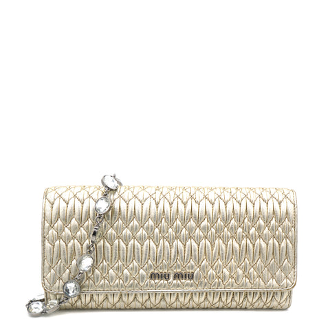 Iconic Crystal Leather Clutch on Chain