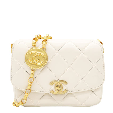 Quilted White Flap Bag
