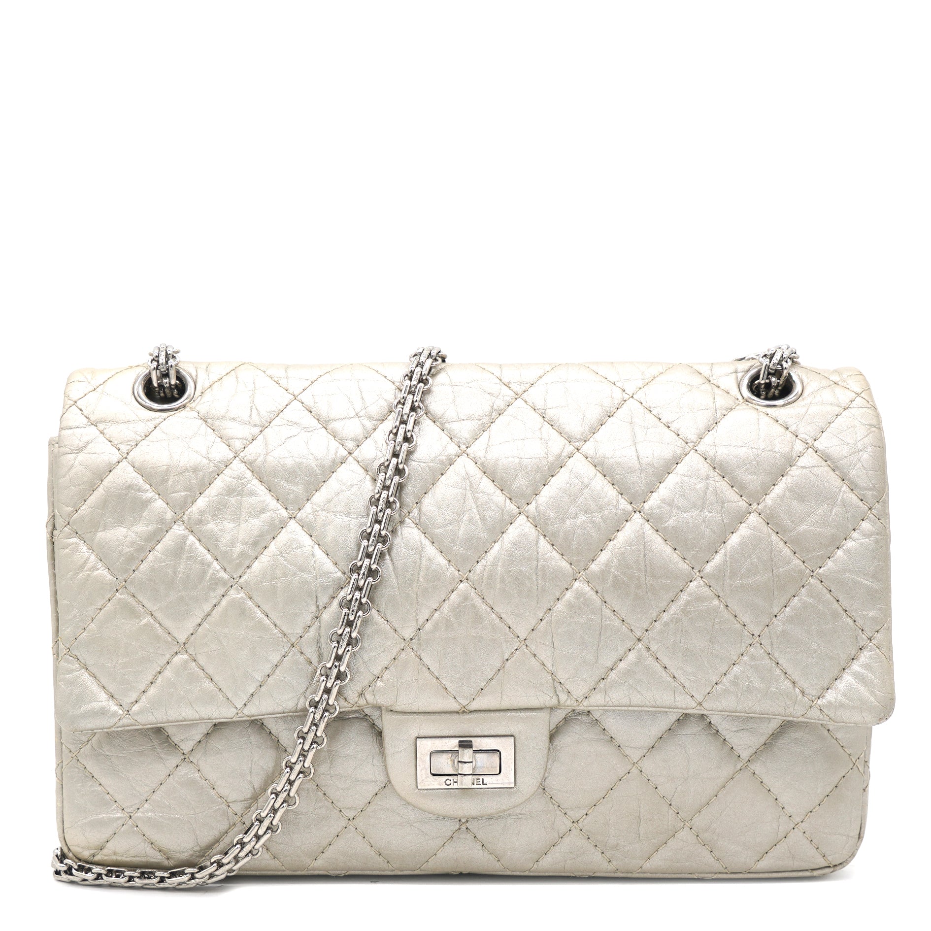 CHANEL Square Quilted Leather Medium Reissue Flap Bag White
