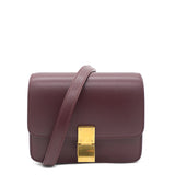 CELINE Box Calfskin Small Classic Box Flap Bag Burgundy 1197868