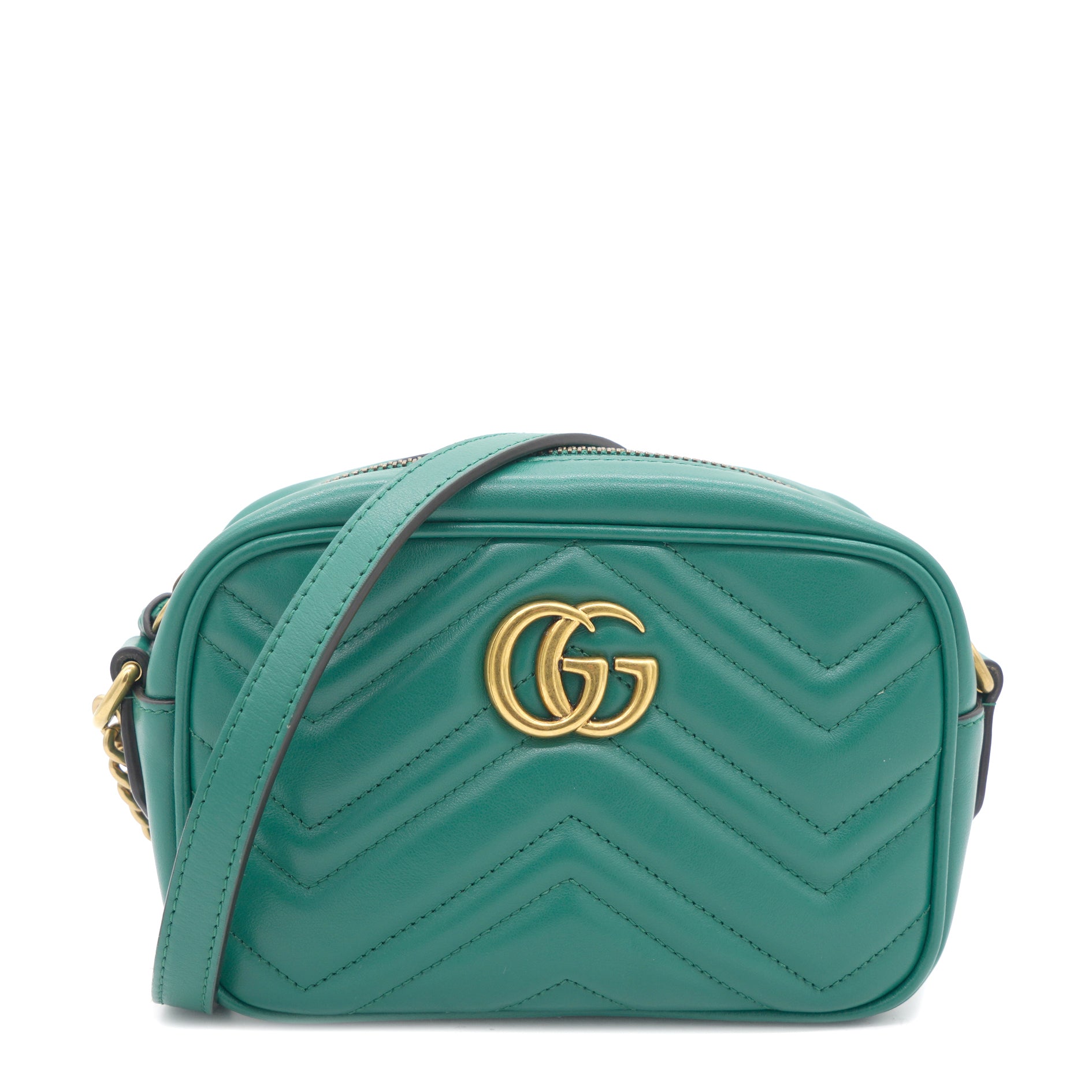 GG Marmont Matelassé Mini Camera Bag Green