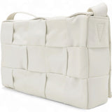 BOTTEGA VENETA Lambskin Maxi Intrecciato Small Cassette Crossbody Bag White 