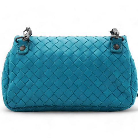 BOTTEGA VENETA Nappa Intrecciato Small Chain Crossbody Teal 