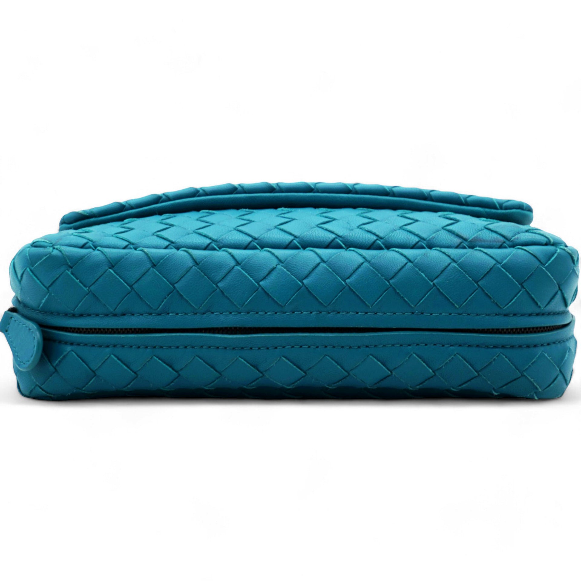 BOTTEGA VENETA Nappa Intrecciato Small Chain Crossbody Teal 