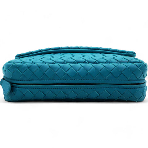 BOTTEGA VENETA Nappa Intrecciato Small Chain Crossbody Teal 