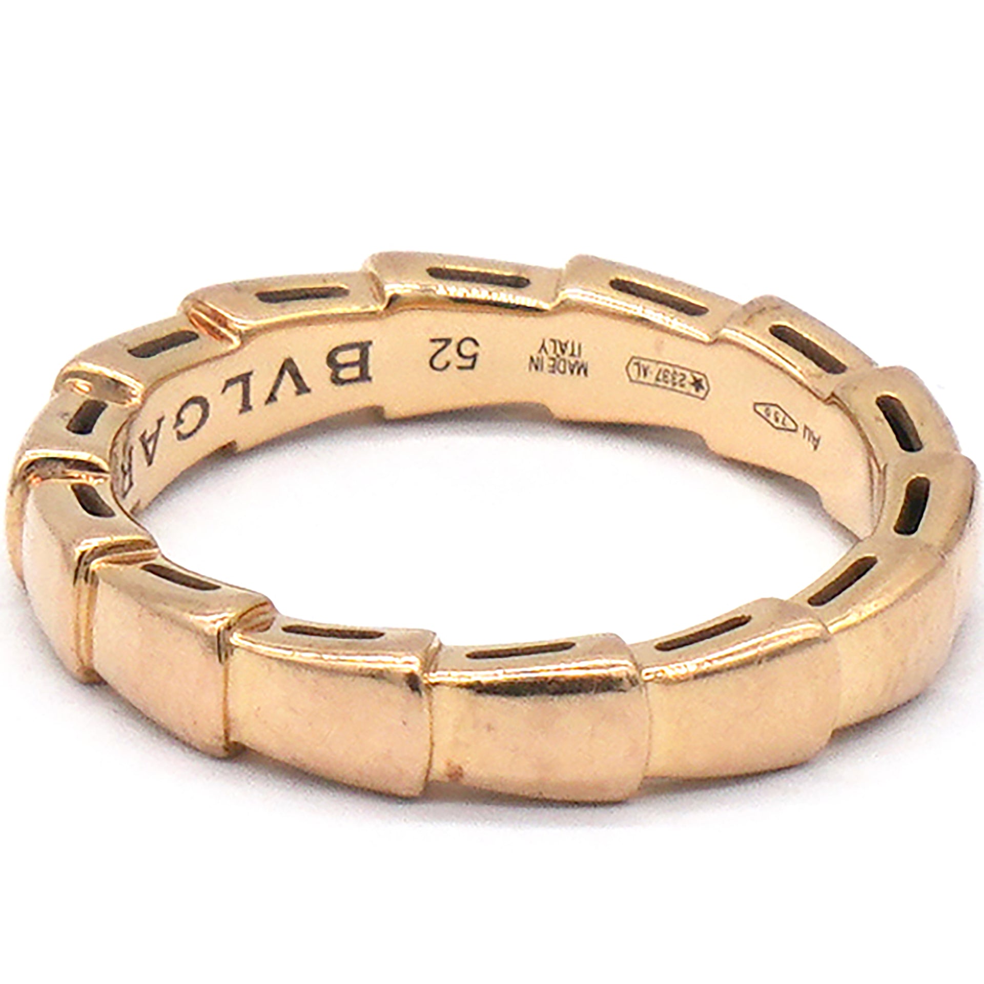 BVLGARI Serpenti Viper 18k Rose Gold Ring Size 52 
