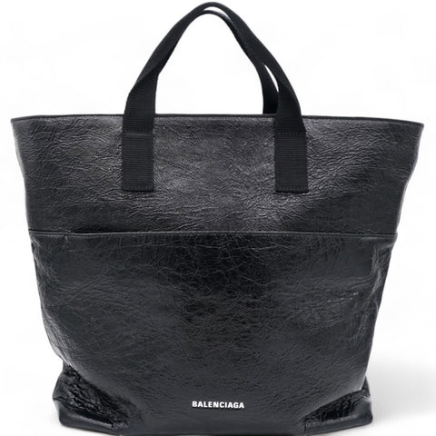 Balenciaga Agneau Arena Explorer Tote Bag with Strap Black 