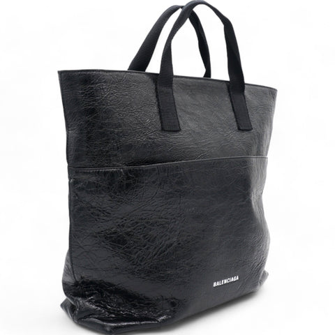 Balenciaga Agneau Arena Explorer Tote Bag with Strap Black 