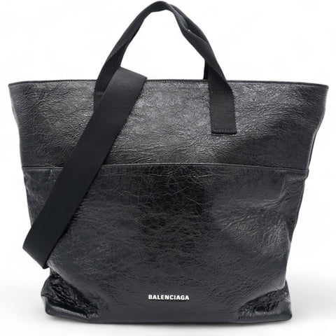 Balenciaga Agneau Arena Explorer Tote Bag with Strap Black 