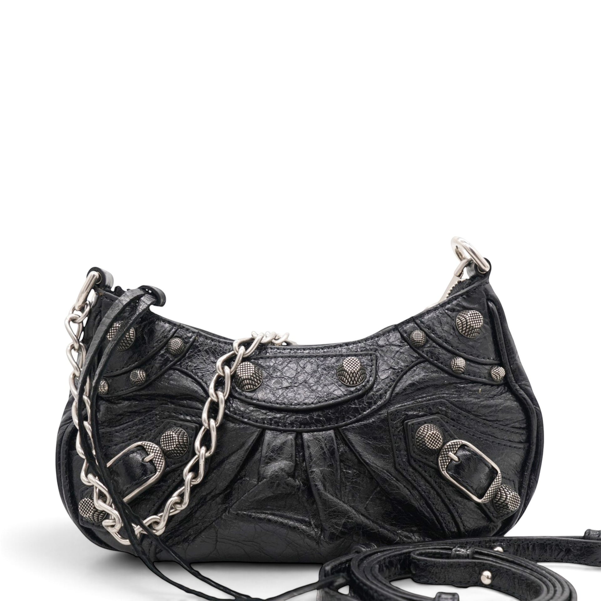Balenciaga Agneau Arena Le Cagole Mini Purse With Chain Black 