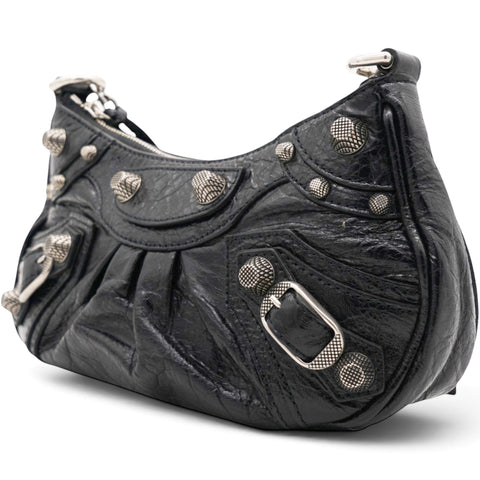 Balenciaga Agneau Arena Le Cagole Mini Purse With Chain Black 